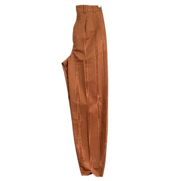 Gucci Orange Taffeta Moire Pleated Barrel Leg Pants - 36/25" Waist 🇮🇹 - Picture 6 of 15